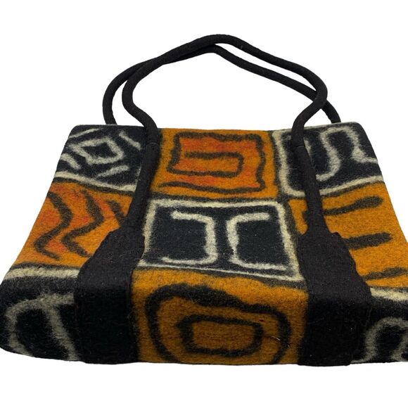 Handmade Felt Wool Boho Bag Purse Southwestern Double Strap By Tumar RARE - Picture 5 of 9